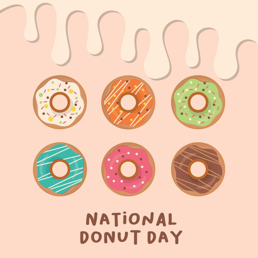 nationaal donut dag ontwerp sjabloon voor viering. donut vector ontwerp. donut illustratie. vlak donut illustratie.