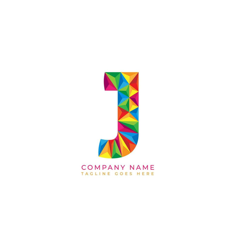 kleurrijk brief j logo ontwerp voor bedrijf bedrijf in laag poly kunst stijl vector