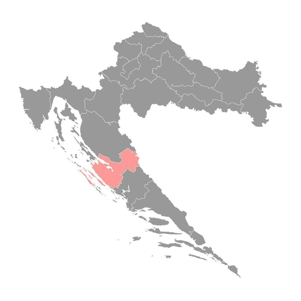 Zadar provincie kaart, onderverdelingen van Kroatië. vector illustratie.