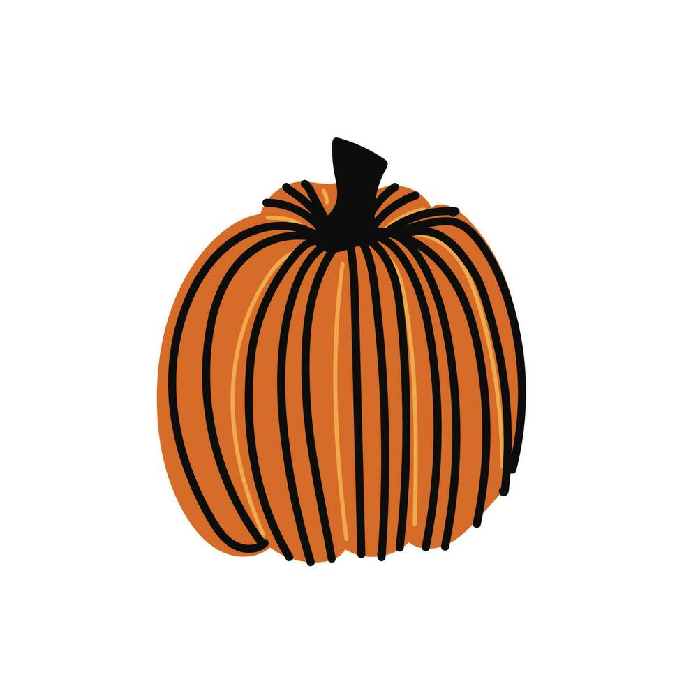 oranje pompoen vector illustratie. herfst halloween pompoen, groente grafisch icoon, of afdrukken, geïsoleerd Aan wit achtergrond. vlak vector illustratie
