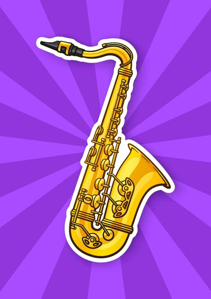 sticker van klassiek muziek- wind instrument saxofoon vector