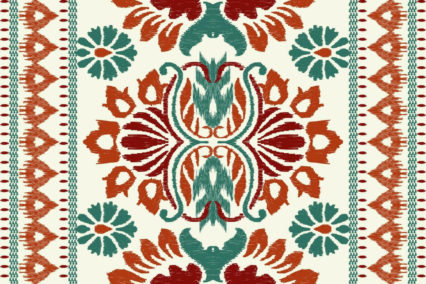 ikat bloemen paisley borduurwerk Aan wit achtergrond.ikat etnisch oosters patroon traditioneel.azteken stijl abstract vector illustratie.ontwerp voor textuur,stof,kleding,verpakking,decoratie,sjaal,tapijt