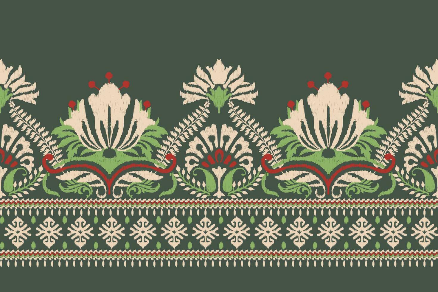 ikat bloemen paisley borduurwerk Aan donker Purper achtergrond.ikat etnisch oosters patroon traditioneel.azteken stijl abstract vector illustratie.ontwerp voor textuur,stof,kleding,verpakking,decoratie,tapijt