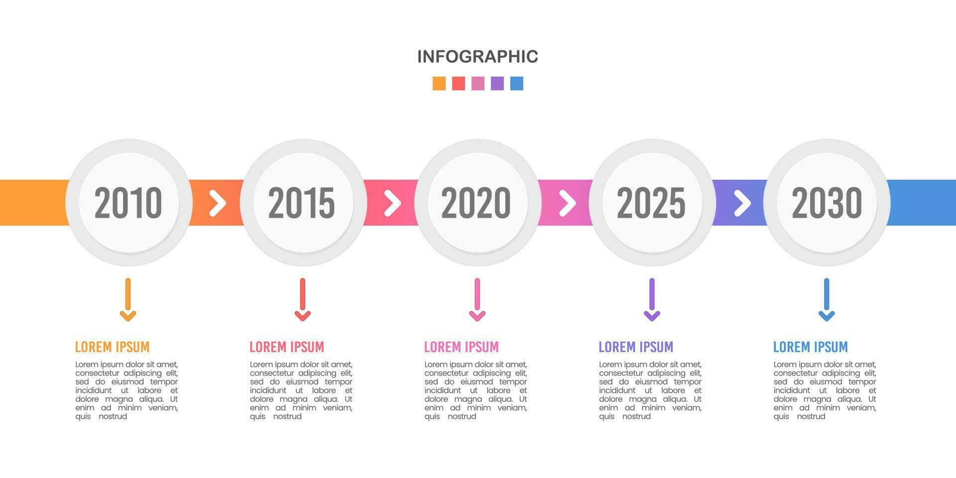 5 jaren tijdlijn mijlpaal bedrijf infografisch. vector illustratie.