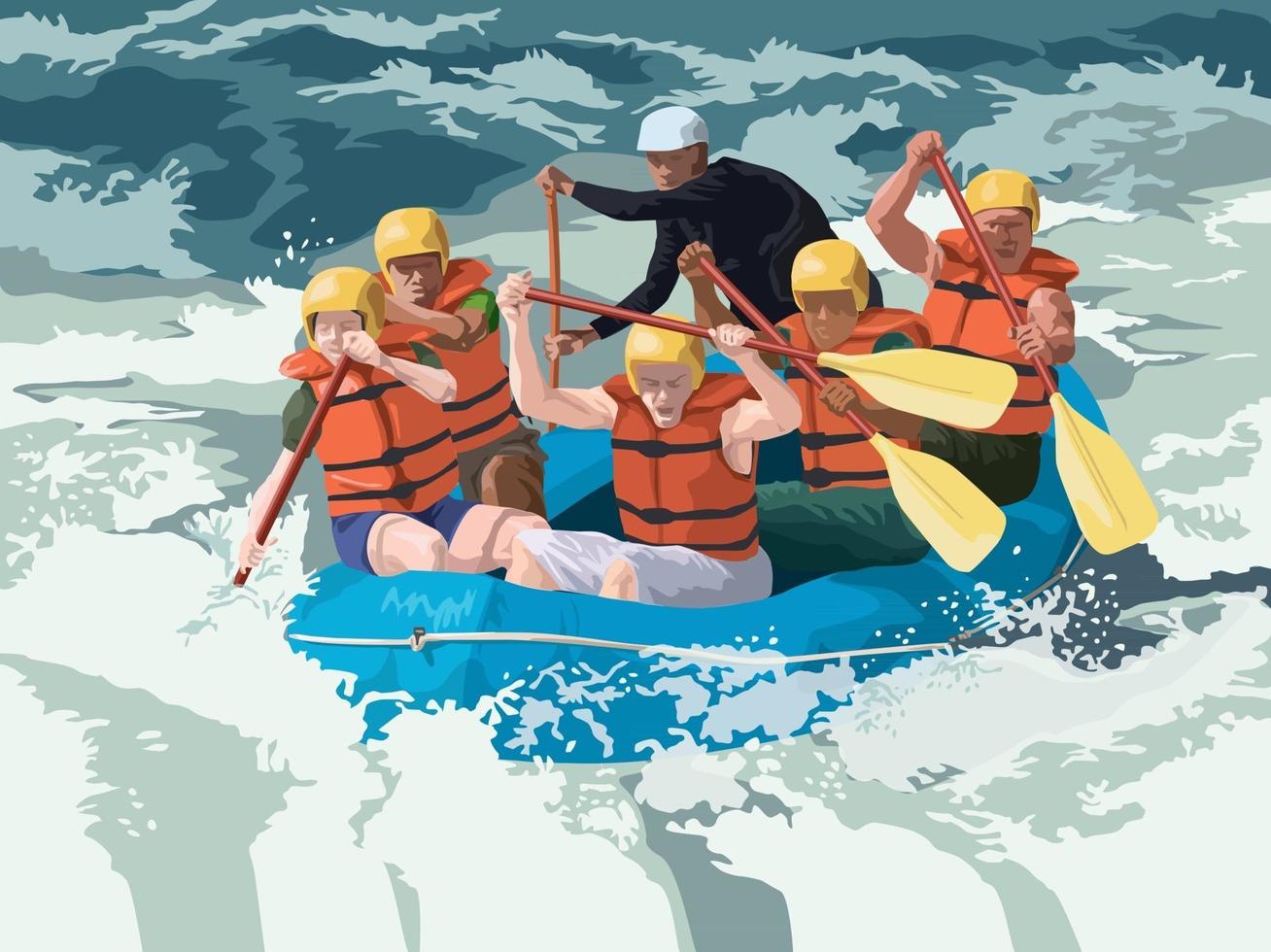 rafting avontuur in grafische vector van de illustratie