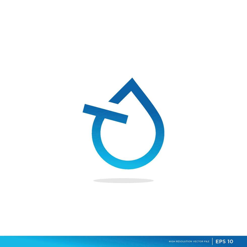 t water logo, blauw, vorm geven aan, schoon premie vector