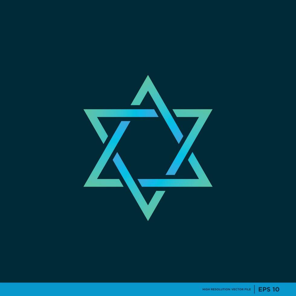 de ster van david logo, blauw, kleur premie vector