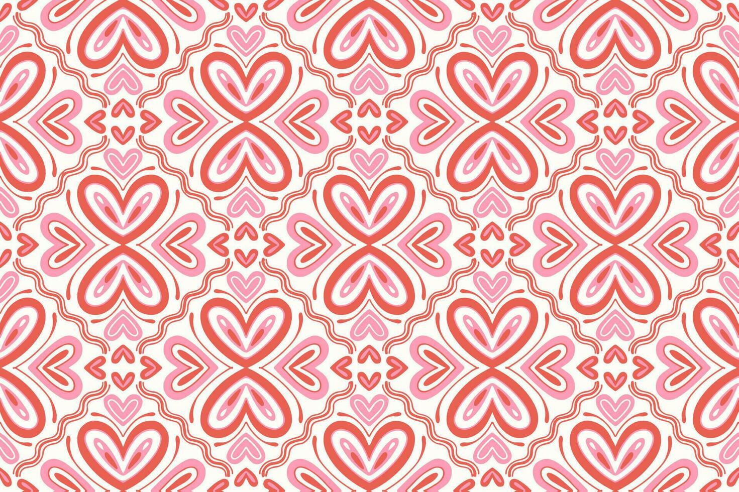 etnisch jaren 70 retro abstract achtergrond schattig valentijnsdag dag liefde hart bloem roze rood motief meetkundig tribal oosters inheems patroon traditioneel tapijt behang kleding kleding stof omhulsel afdrukken vector