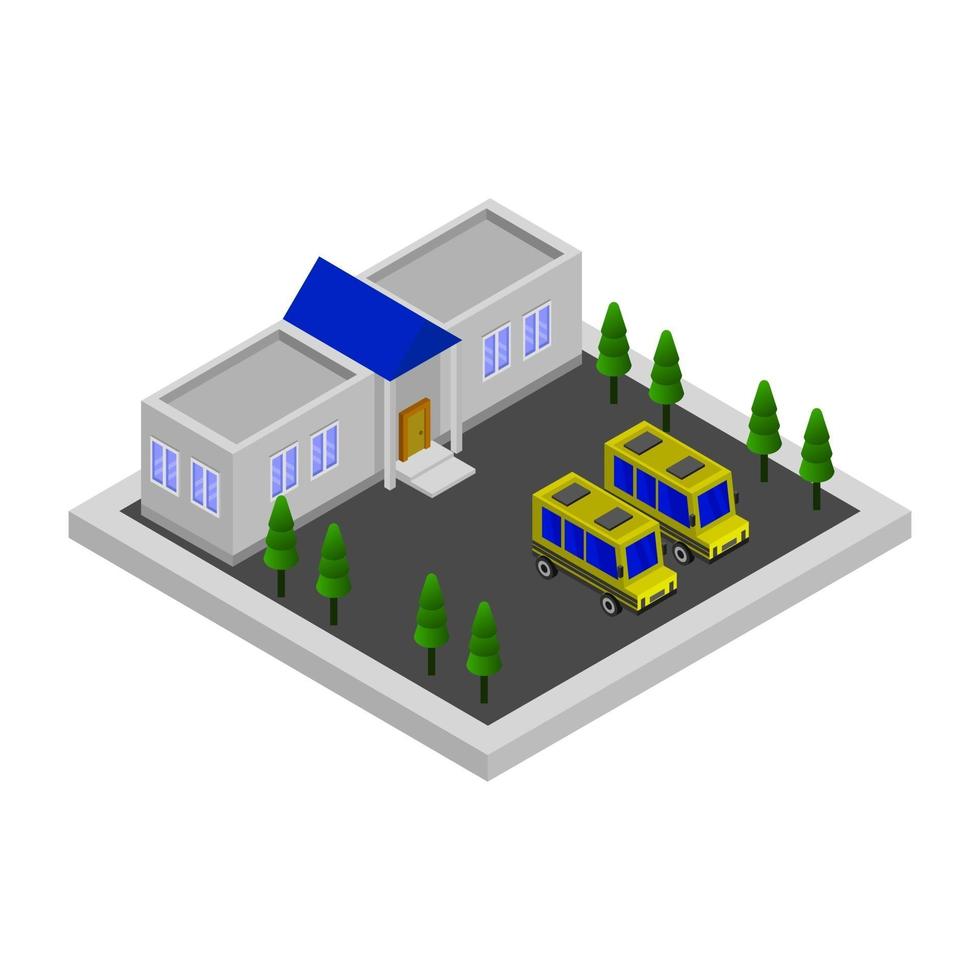 isometrische school op achtergrond vector