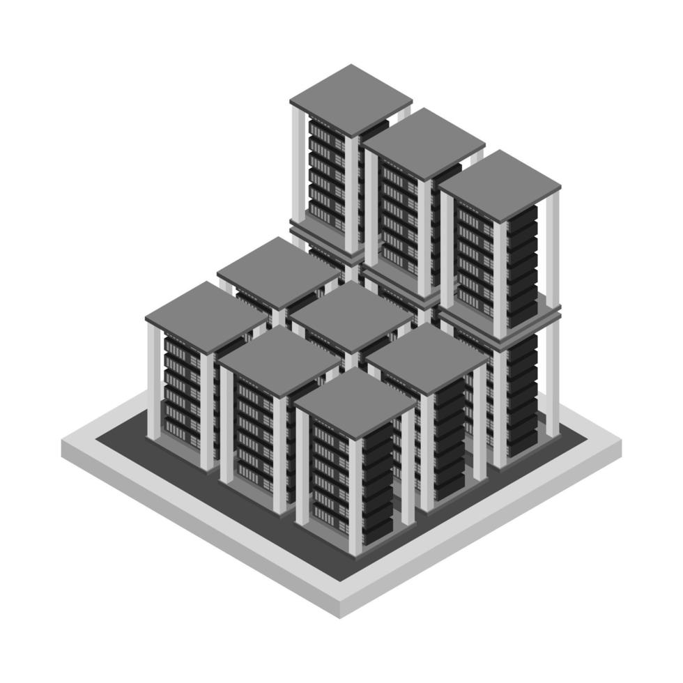 isometrische serverruimte vector