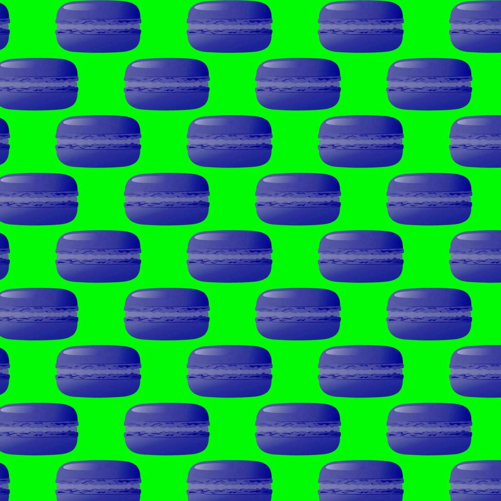 naadloos patroon blauw macarons.zeer gedetailleerd nagerecht, bitterkoekjes, snoepgoed, menu ontwerp, restaurants winkel. helling macarons. vector traditioneel Frans koekjes in tekenfilm stijl.vector illustratie