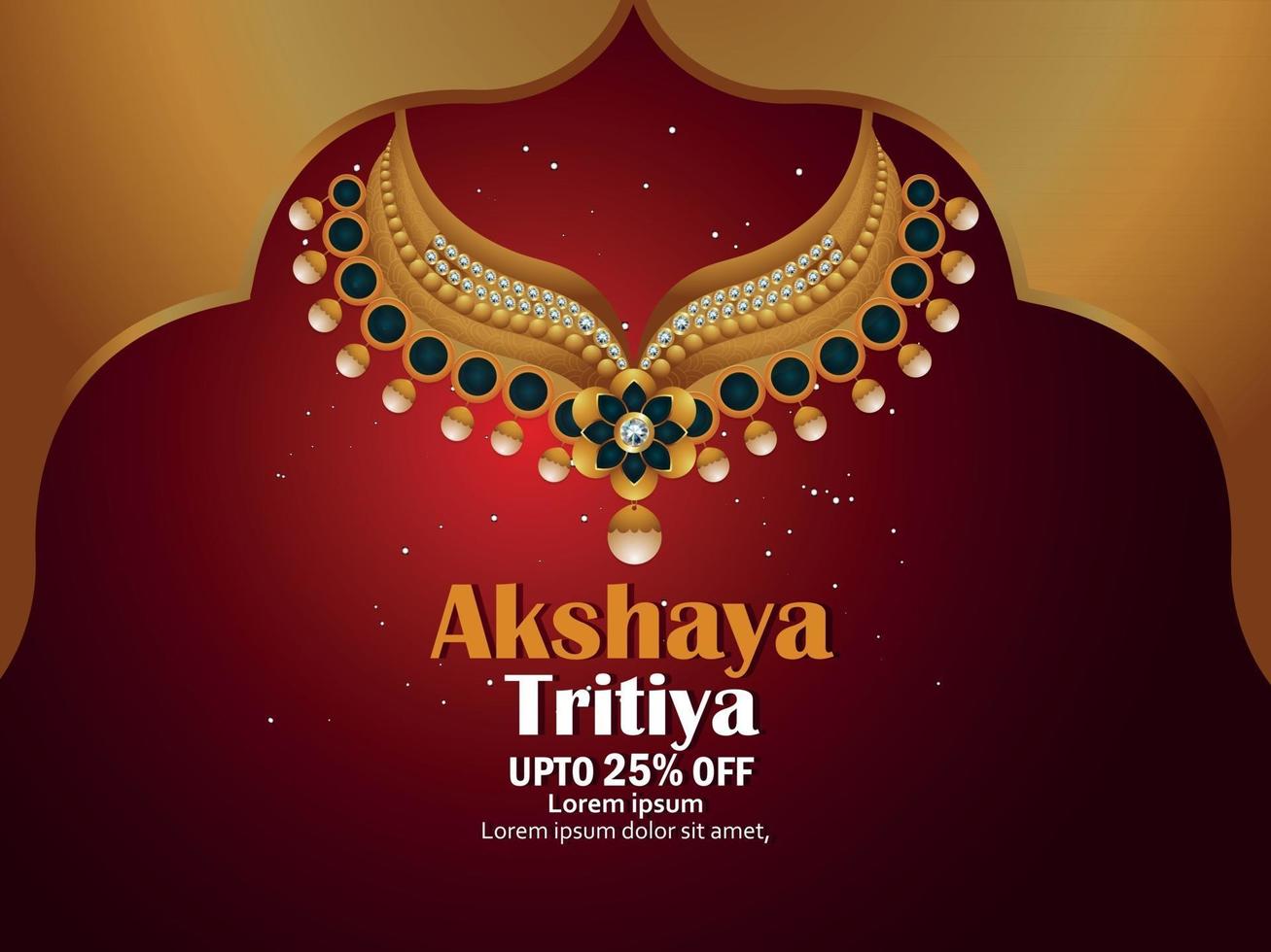 akshaya tritiya viering wenskaart met gouden ketting en gouden munt vector