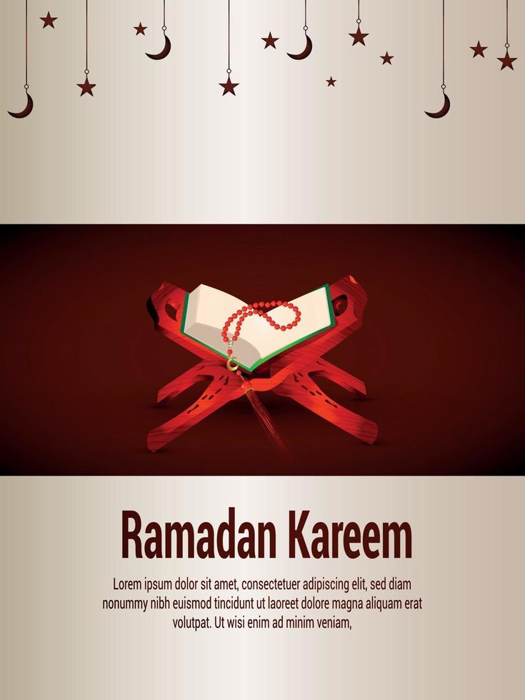 realistisch heilig boek van koran voor ramadan kareem uitnodigingskaart of flyer vector