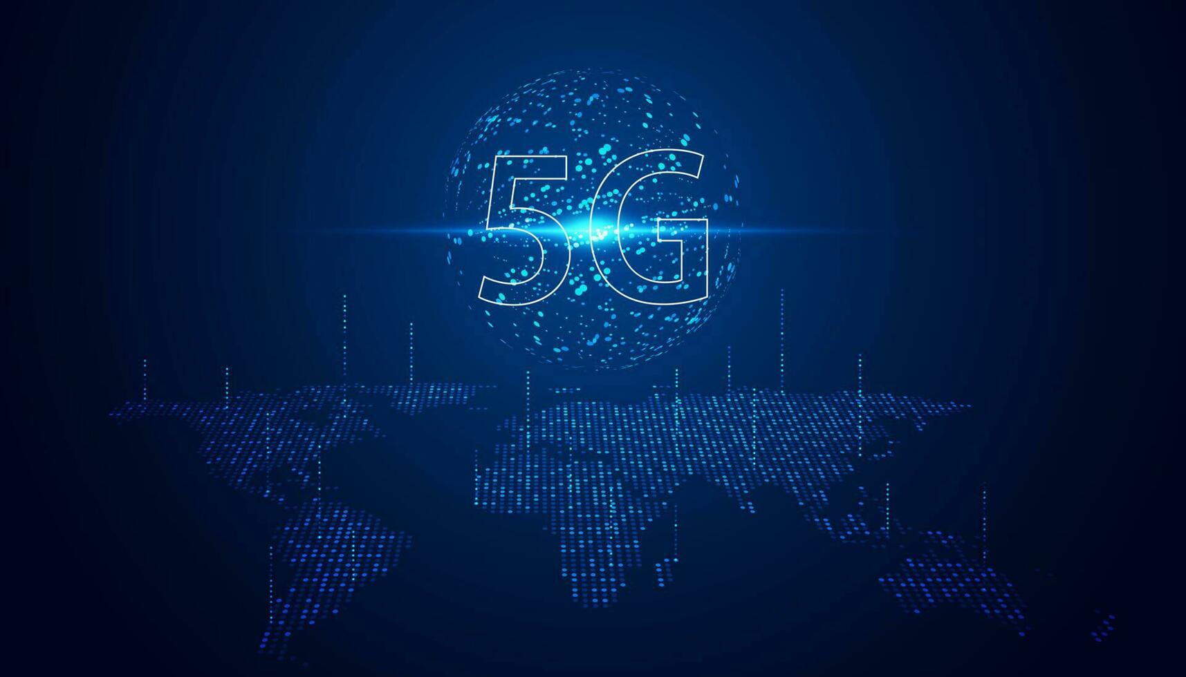 abstract technologie digitaal futuristische concept wereld 5g draadloze communicatie technologie netwerk verbinding hoog snelheid internet communicatie Aan een modern achtergrond vector