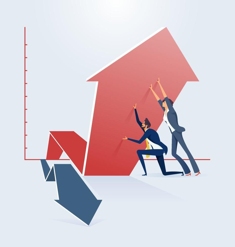 bedrijfsgroei en succesconcept. verandering van richting vector