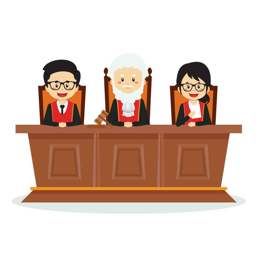 rechters rechtbank horen illustratie aanklager wettelijk vector