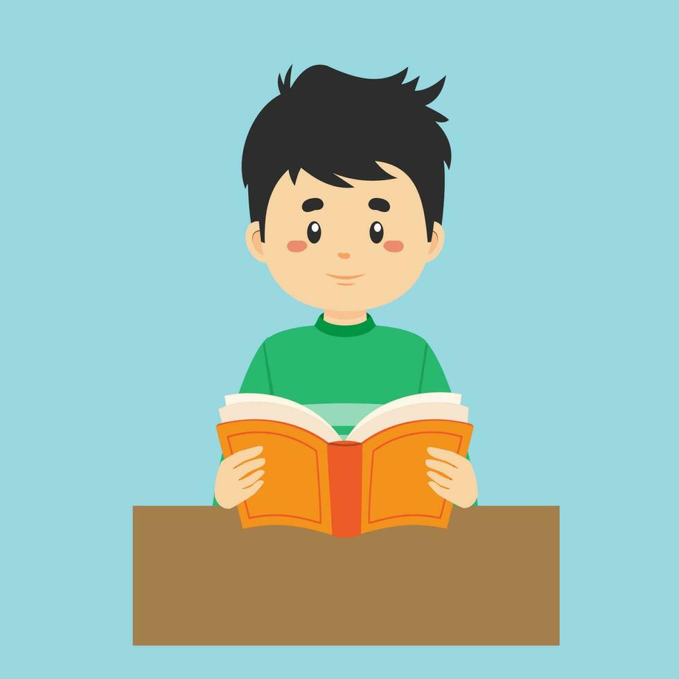 leerling lezen een boek vector