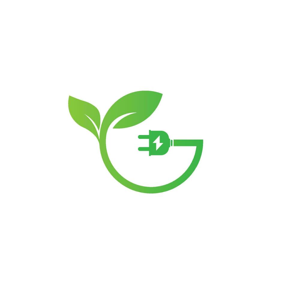 groen energie logo eco technologie elektrisch natuur macht vector symbool