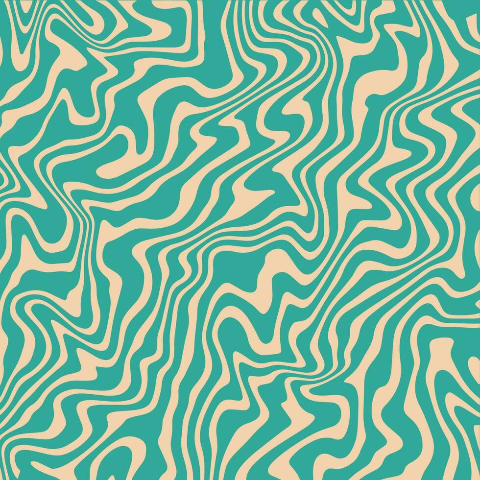 abstract retro hypnotiserend golvend lijnen patroon. modieus groovy plein achtergrond. marmeren vloeistof textuur. wijnoogst vervormd lijnen en wervelt. trippy hippie nostalgie ontwerp. vector illustratie