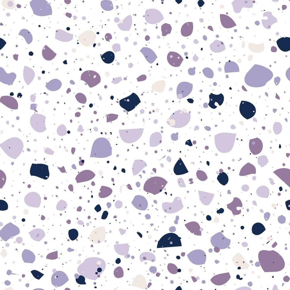 Purper terrazzo vloeren naadloos patroon. vector structuur van mozaïek- vloer. schattig abstract neutrale achtergrond. lila, Purper en wit kleuren. modieus herhaling ontwerp voor decor, textiel, afdrukken, verpakking