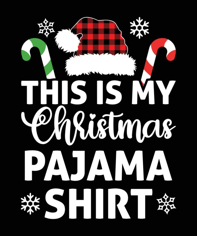 deze is mijn Kerstmis pyjama- overhemd vrolijk Kerstmis overhemd afdrukken sjabloon, de kerstman clausule hoed stok klem kunst plaid patroon, Kerstmis element typografie ontwerp vector