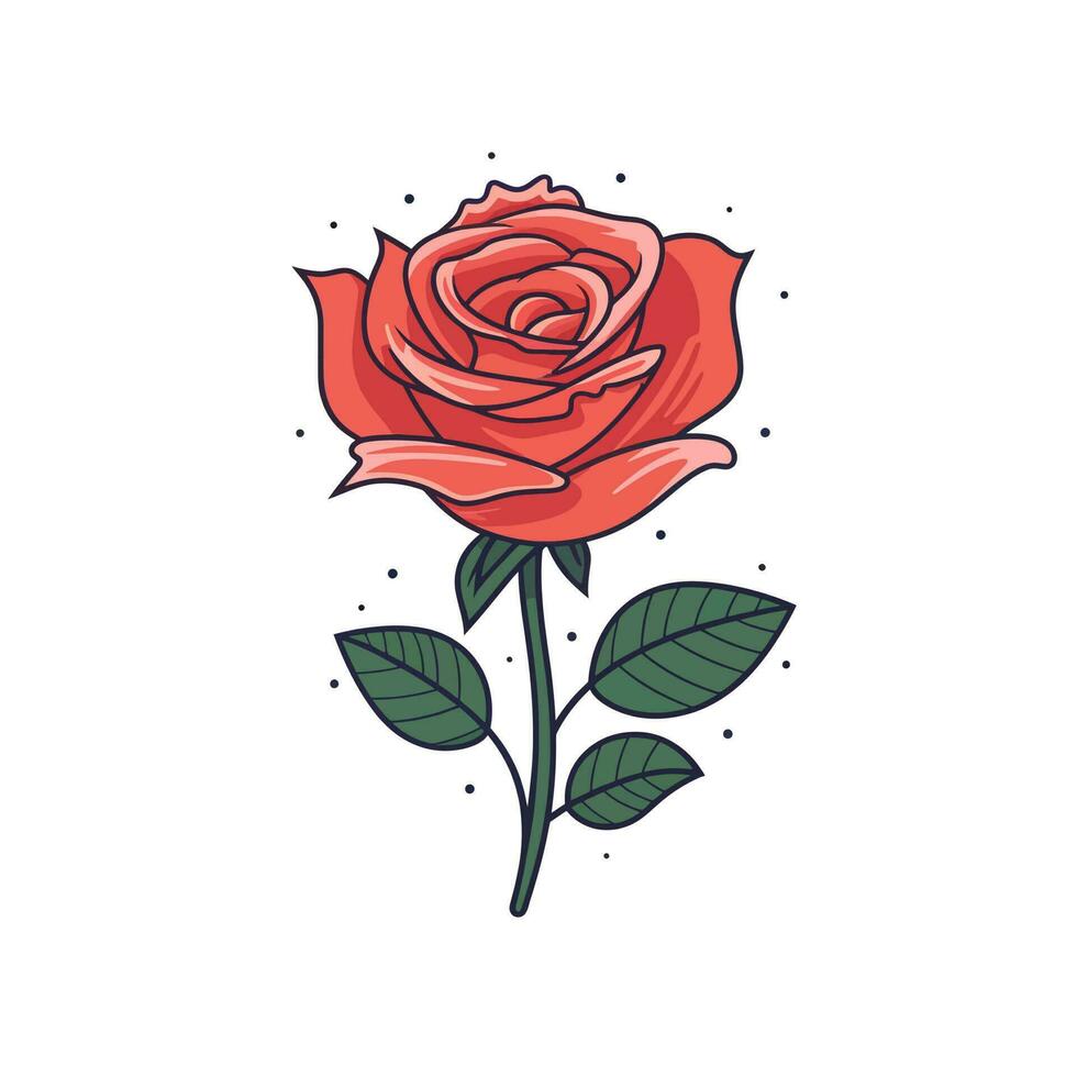 bloemen rozen, rood bloemknoppen en groen bladeren. geïsoleerd rood roos. vector illustratie.