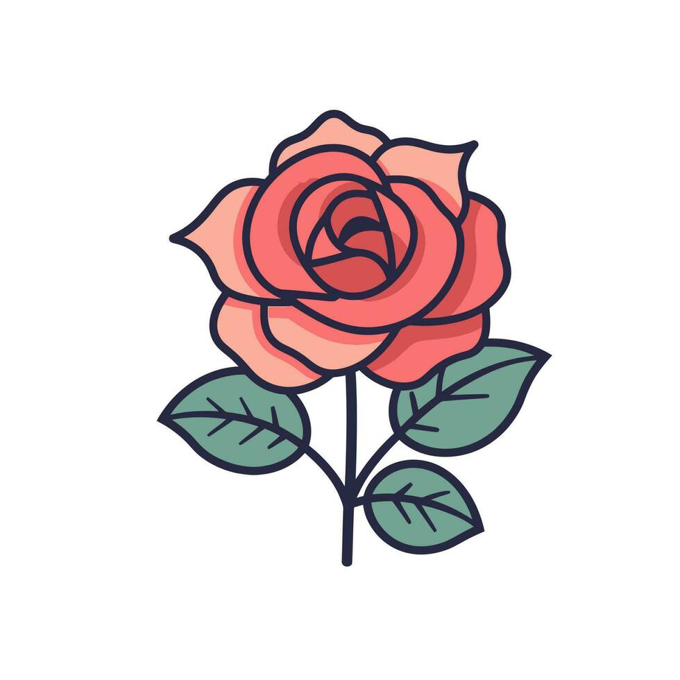 bloemen rozen, rood bloemknoppen en groen bladeren. geïsoleerd rood roos. vector illustratie.