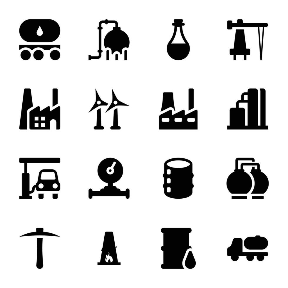 petroleum industrie pictogrammen pak vector