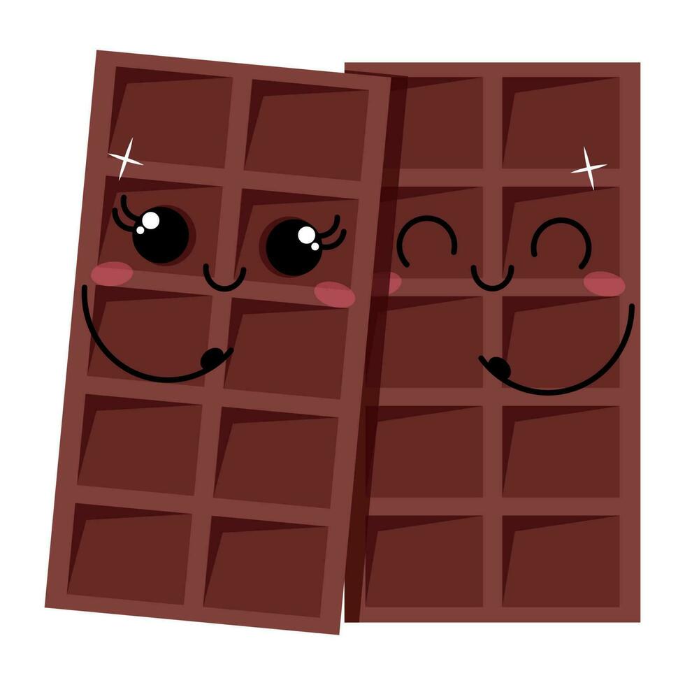 twee knuffelen kawaii chocola bars vector