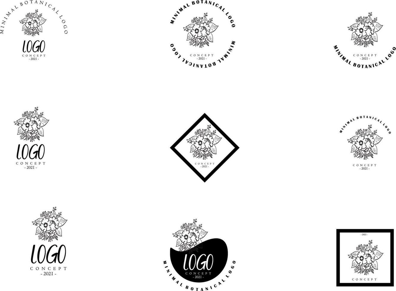 lijn kunst minimalistische bloem logo pak vector
