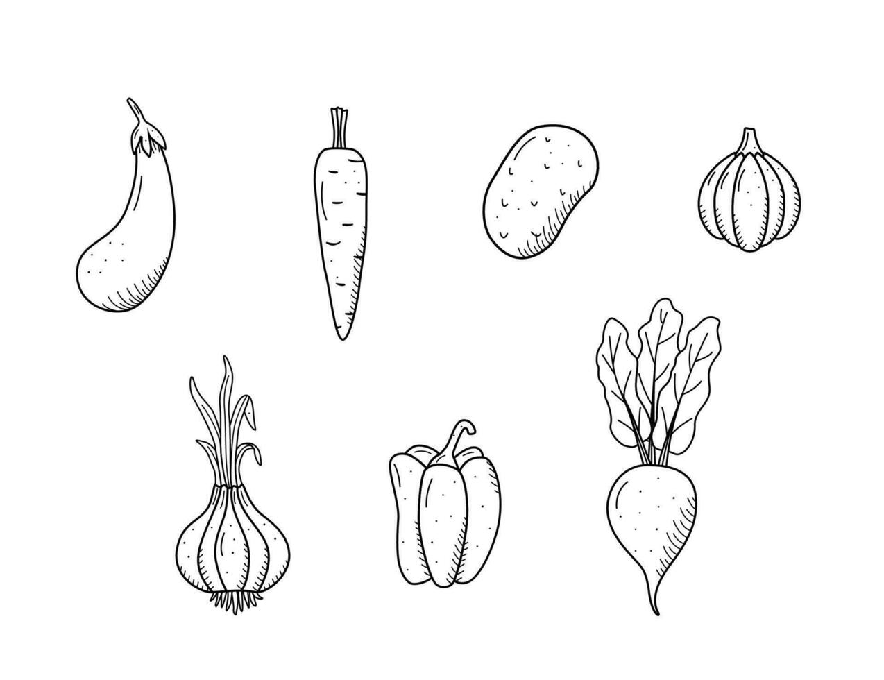 groenten tekening set, oogst seizoensgebonden natuurlijk groenten voor een gezond eetpatroon vector