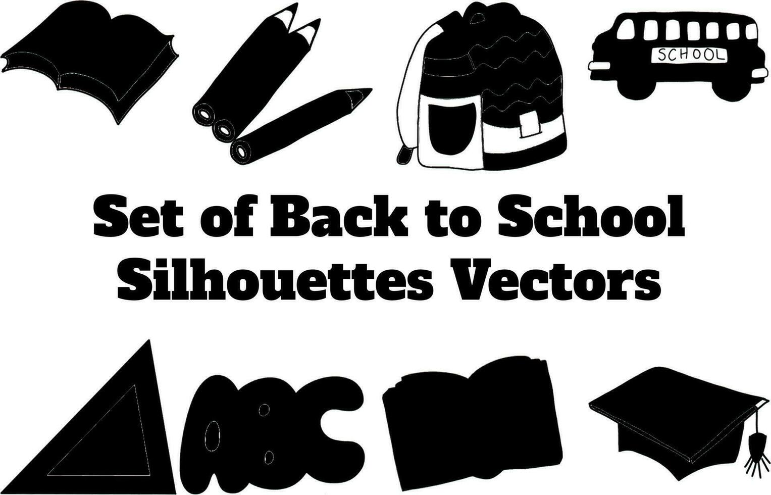 school- silhouetten, een reeks van terug naar school- uitrusting silhouetten vector, en een school- icoon vector in vlak stijl