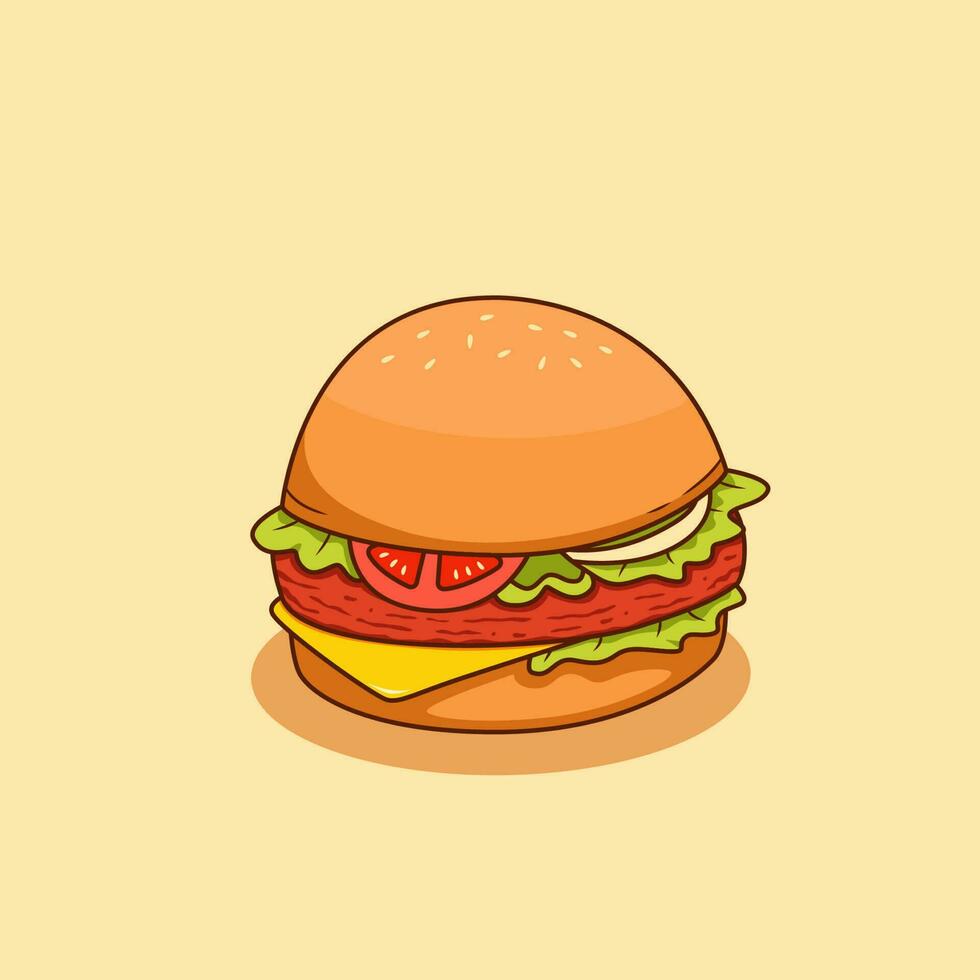 heerlijk hamburger met ham vlees en kaas vector illustratie