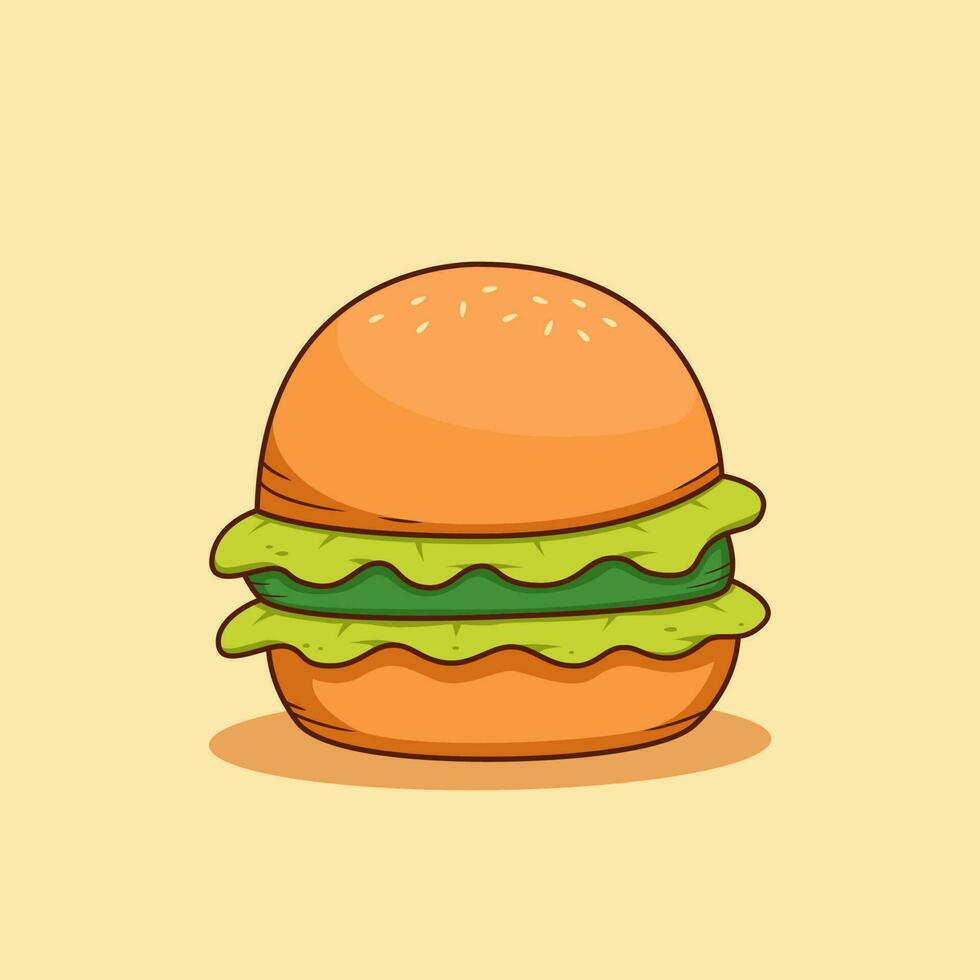 groente hamburger illustratie vector met sla en komkommer plak, tekenfilm hamburger illustratie voor veganistisch