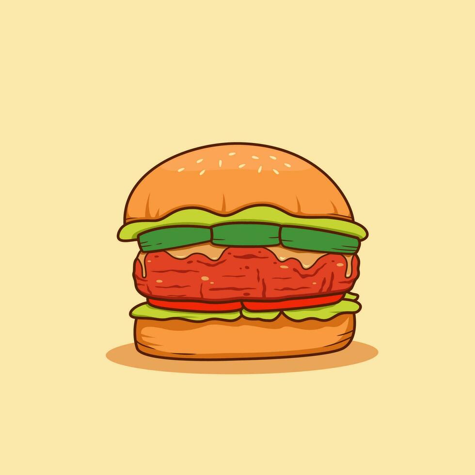 groot rundvlees vlees hamburger illustratie vector, tekenfilm Hamburger illustratie vector
