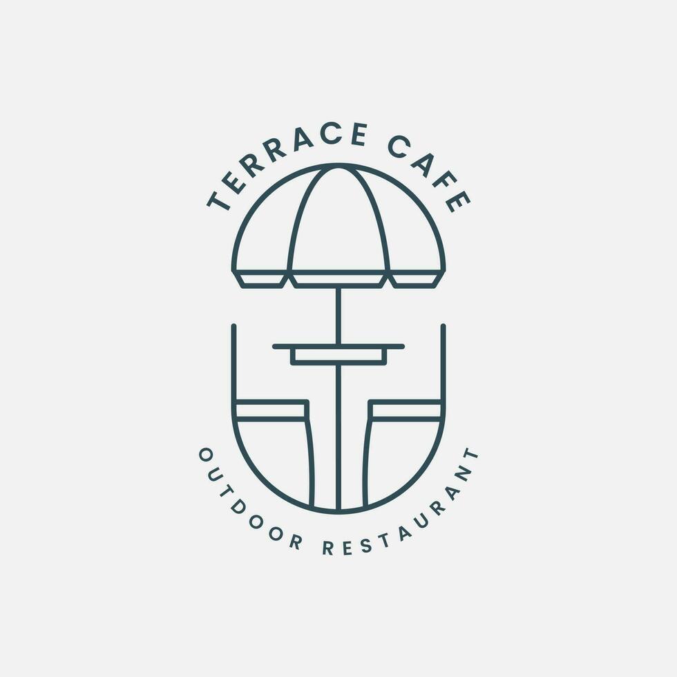 terras cafe logo lijn kunst vector illustratie sjabloon ontwerp. straat cafe, restaurant buitenshuis icoon