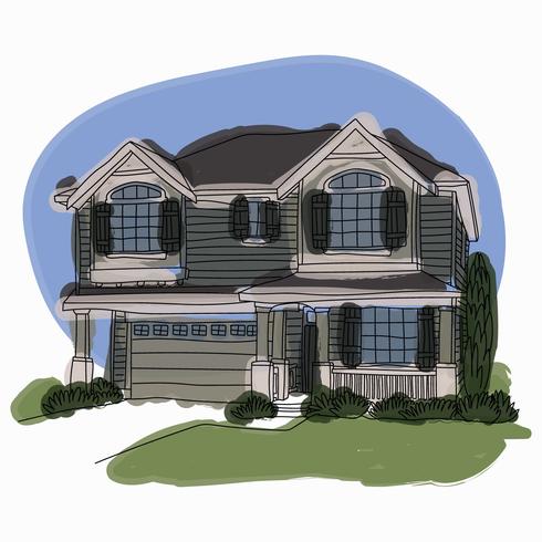 Vertrouwde Watercolored House vector