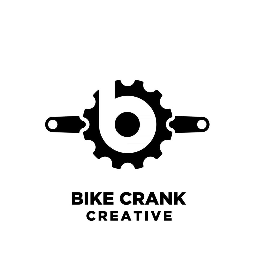 fiets cyclus crank creatieve sport fiets met beginletter b vector embleemontwerp pictogram illustratie