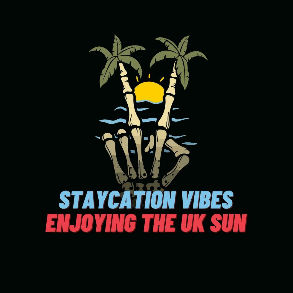 staycation gevoel, genieten van de uk zon, gelukkig zomer vector