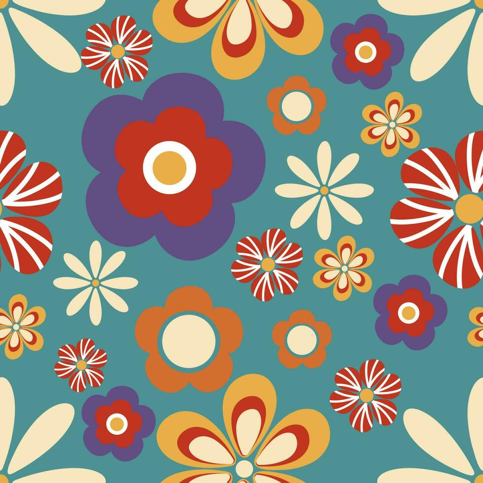 bloemen naadloos patroon in retro stijl vector