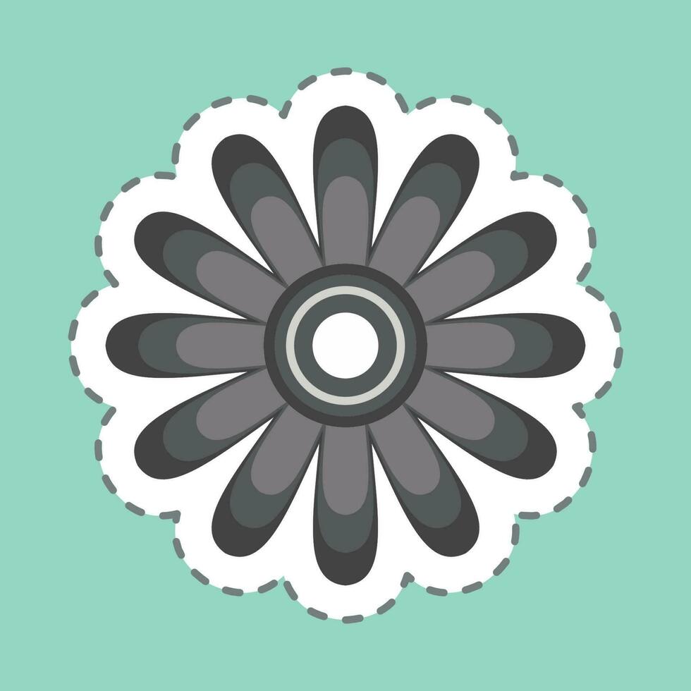 sticker lijn besnoeiing gloden margriet. verwant naar bloemen symbool. gemakkelijk ontwerp bewerkbaar. gemakkelijk illustratie vector