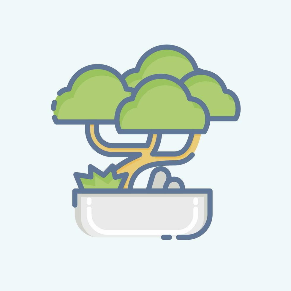 icoon bonsai. verwant naar Chinese nieuw jaar symbool. tekening stijl. gemakkelijk ontwerp bewerkbare vector