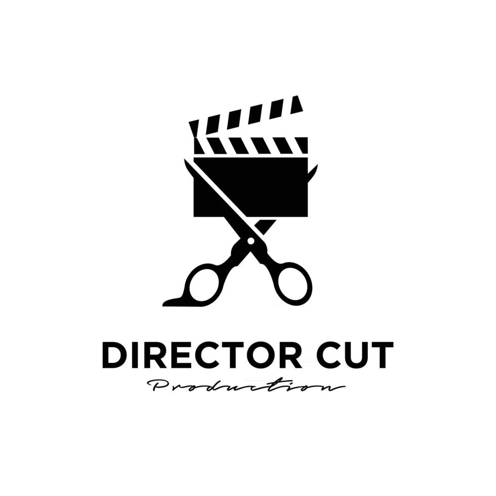 regisseur knippen achter de schermen bewerken studio film video bioscoop filmproductie vector logo ontwerp pictogram illustratie