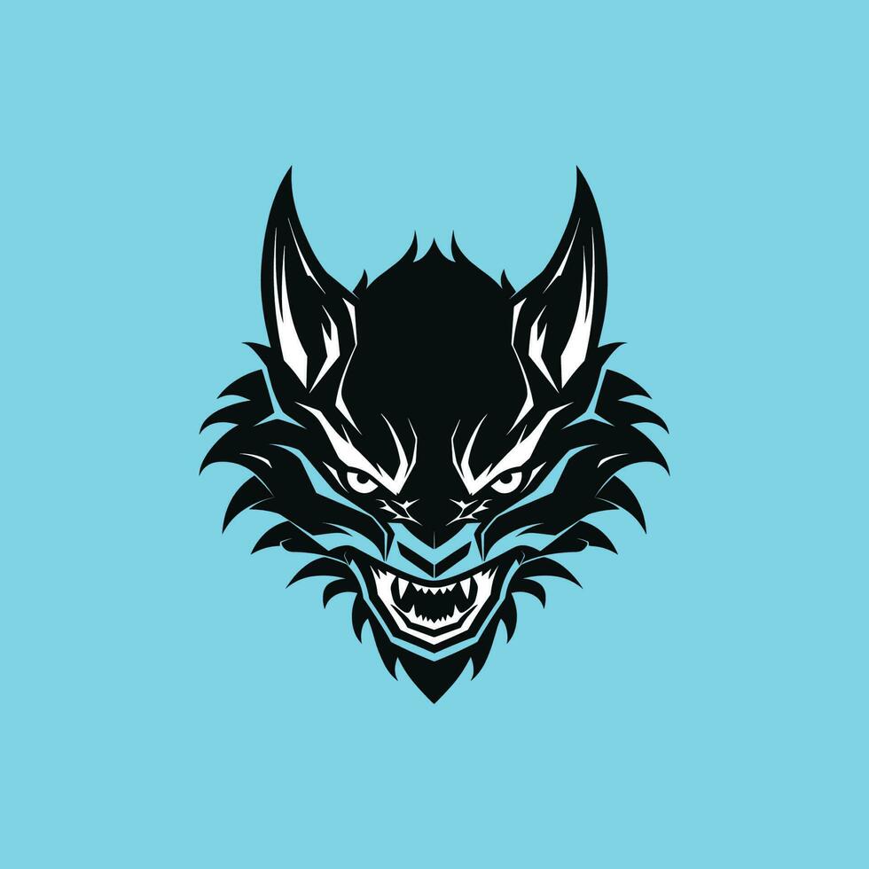 boos wolf mascotte logo ,hand getrokken illustratie vector