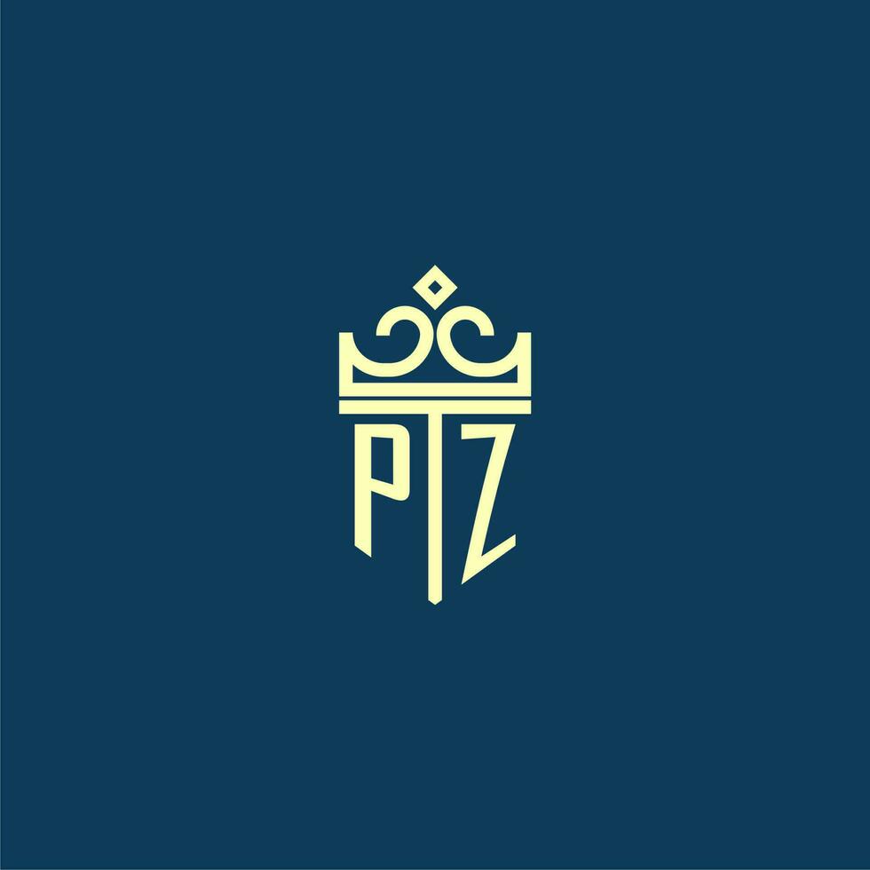 pz eerste monogram schild logo ontwerp voor kroon vector beeld