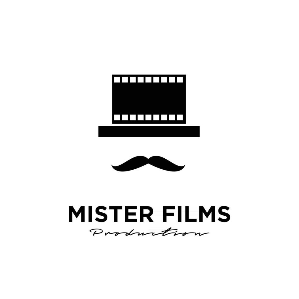 meneer film studio video bioscoop filmproductie logo ontwerp vector pictogram illustratie