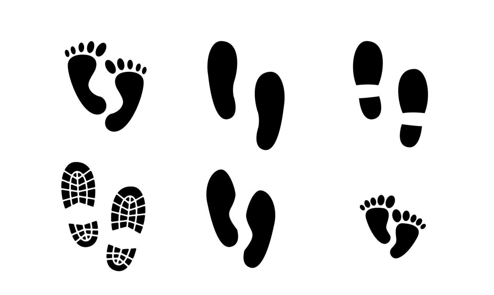 collectie voetafdruk stap silhouet pictogram eenvoudig ontwerp instellen vector