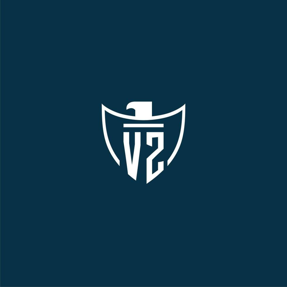 vz eerste monogram logo voor schild met adelaar beeld vector ontwerp