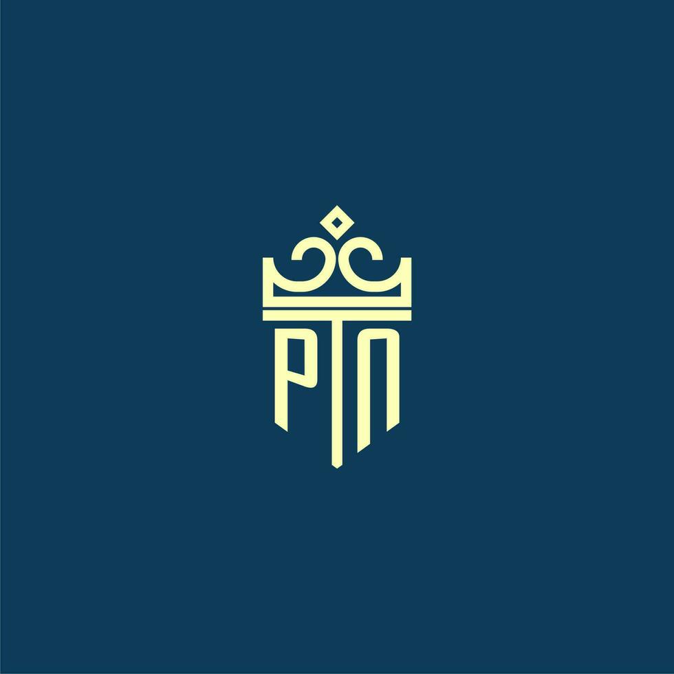 pn eerste monogram schild logo ontwerp voor kroon vector beeld