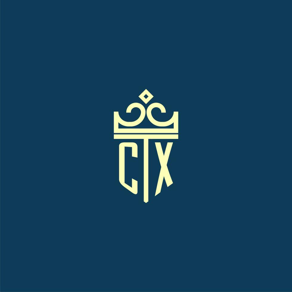 cx eerste monogram schild logo ontwerp voor kroon vector beeld